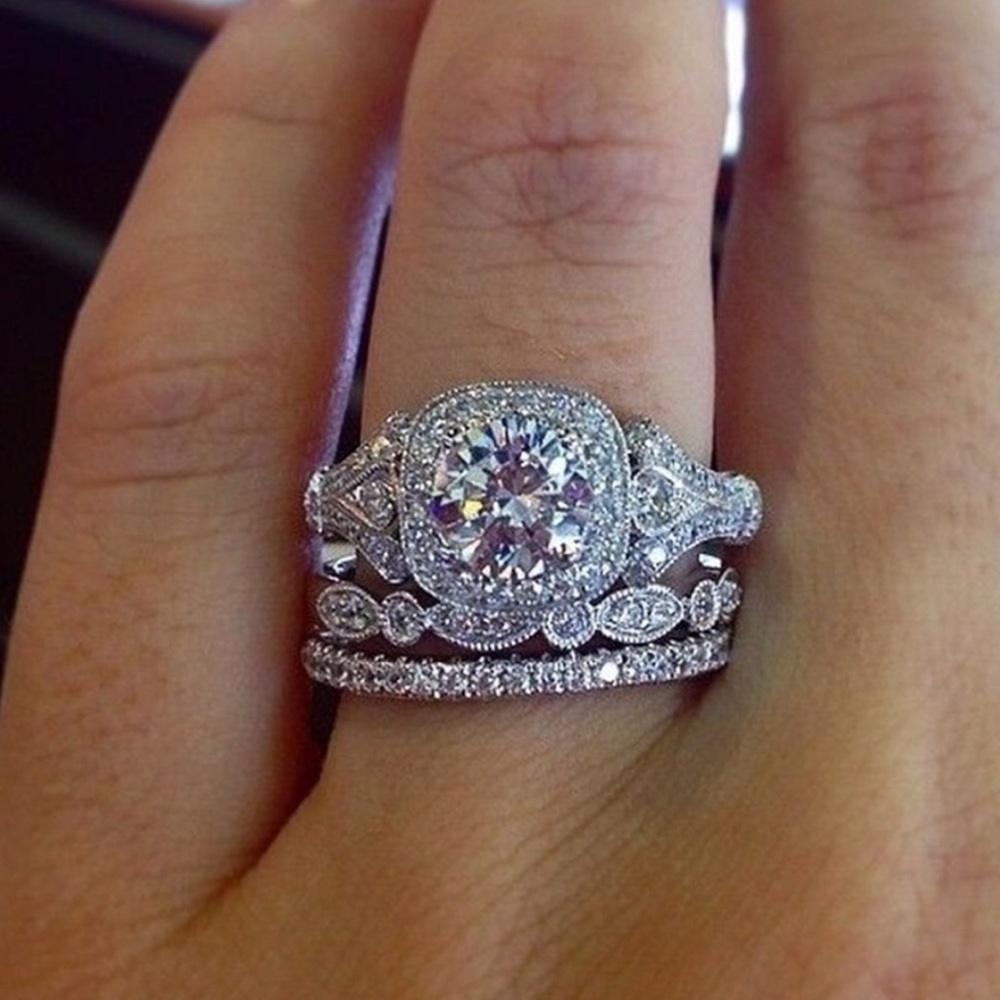 18K White Gold Filled White Sapphire Wedding Ring